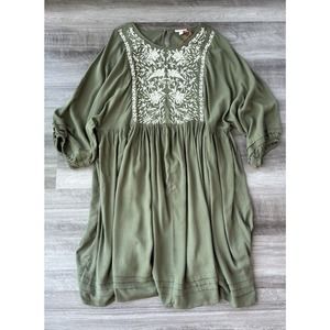 Knox Rose Green Embroidered Dress Size 3X Plus Boho